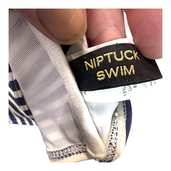 NipTuck Swim Womens Striped Bikini Set US 8 / CAN 10 Navy BLue White Nautical - Picture 3 of 6